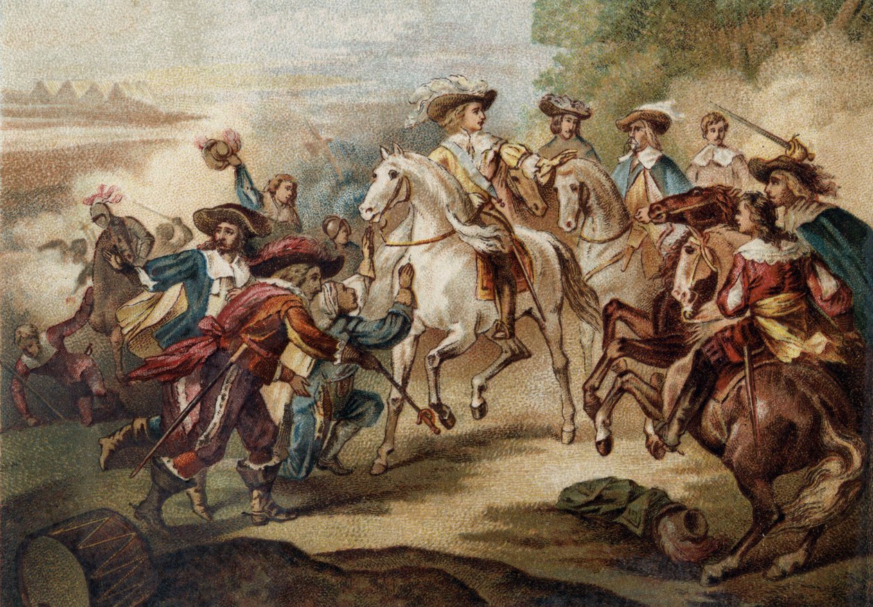 Luigi II di Borbone, Principe di Condé (Grand Condé) (1621-1686) a Rocroi. Cromolitografia. da French School