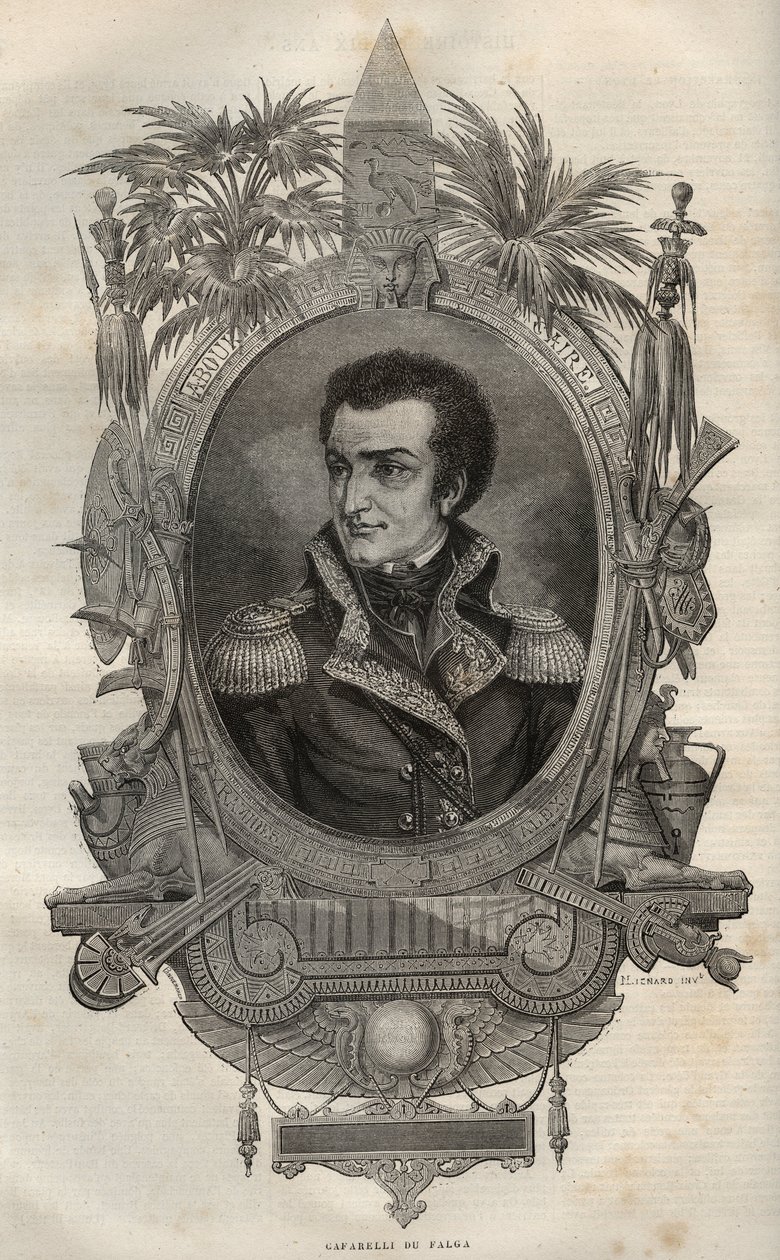 Louis Marie Maximilien de Caffarelli du Falga (1756-1799) generale francese durante la Rivoluzione Francese - Incisione nella Nuova Enciclopedia Nazionale di Maurice La Charest - 1870 da French School