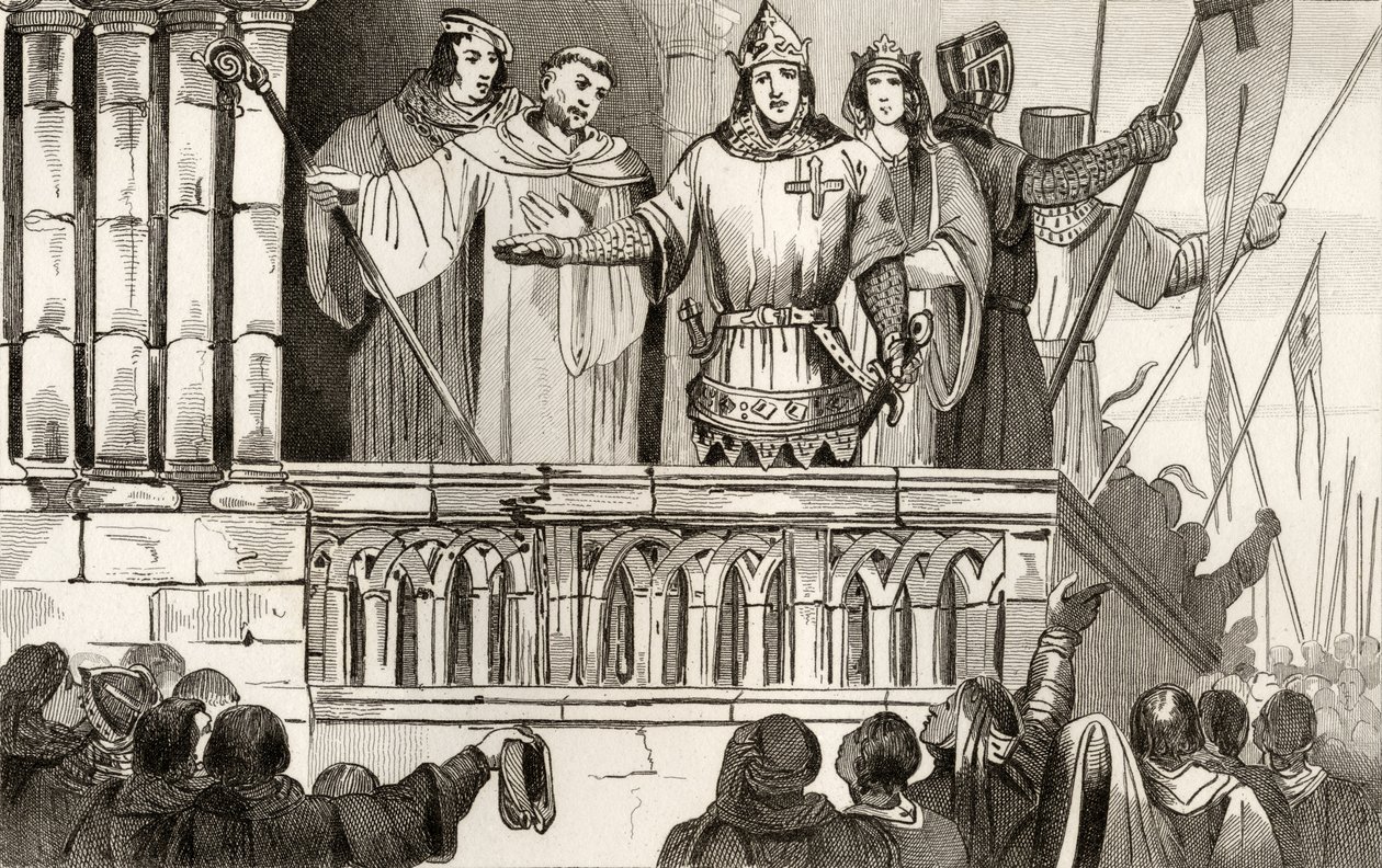 Luigi VII (1120-80) il Giovane raccoglie sostegno per la Seconda Crociata nel 1144, da 