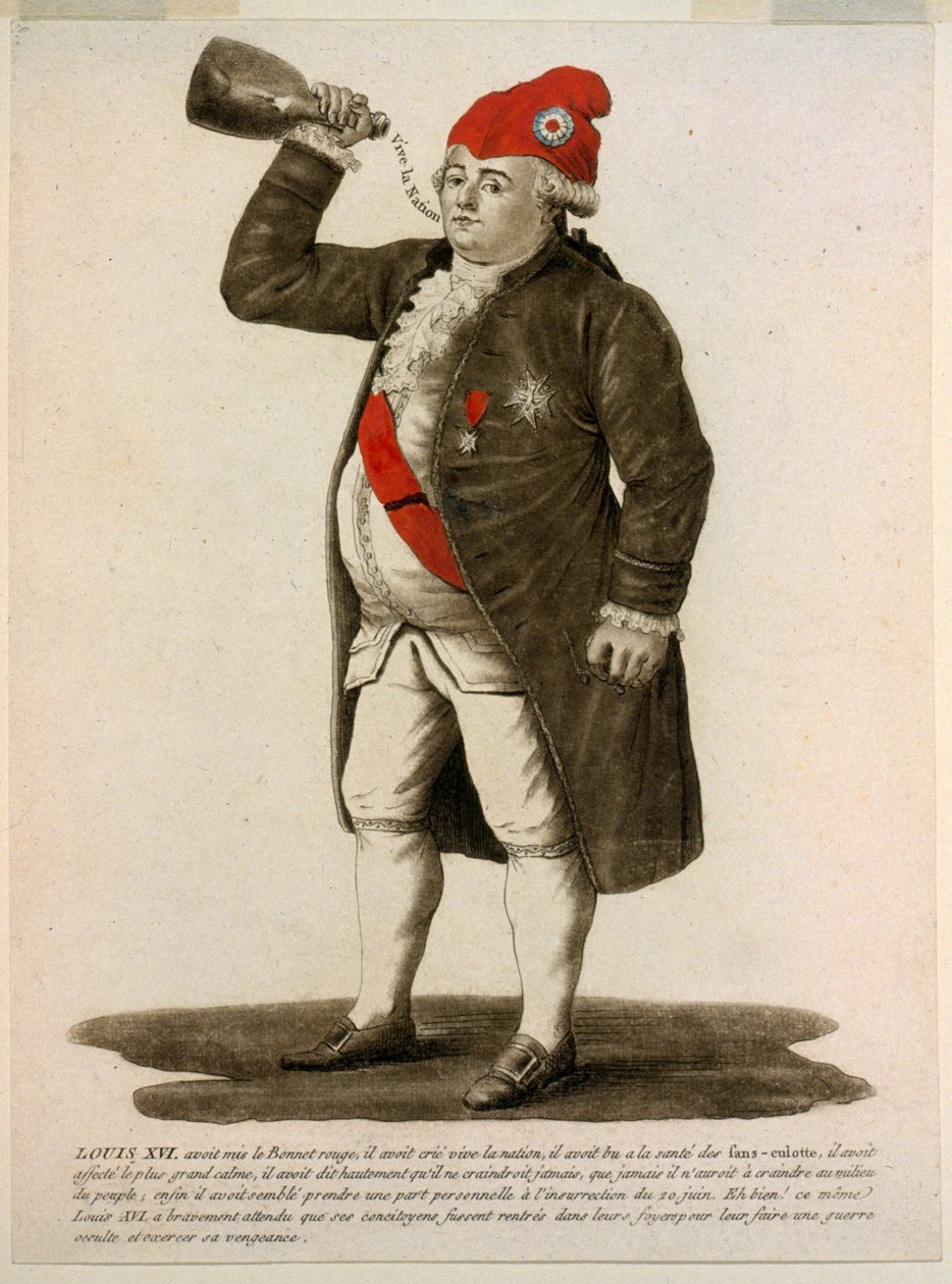 Luigi XVI con il berretto rosso, grida 