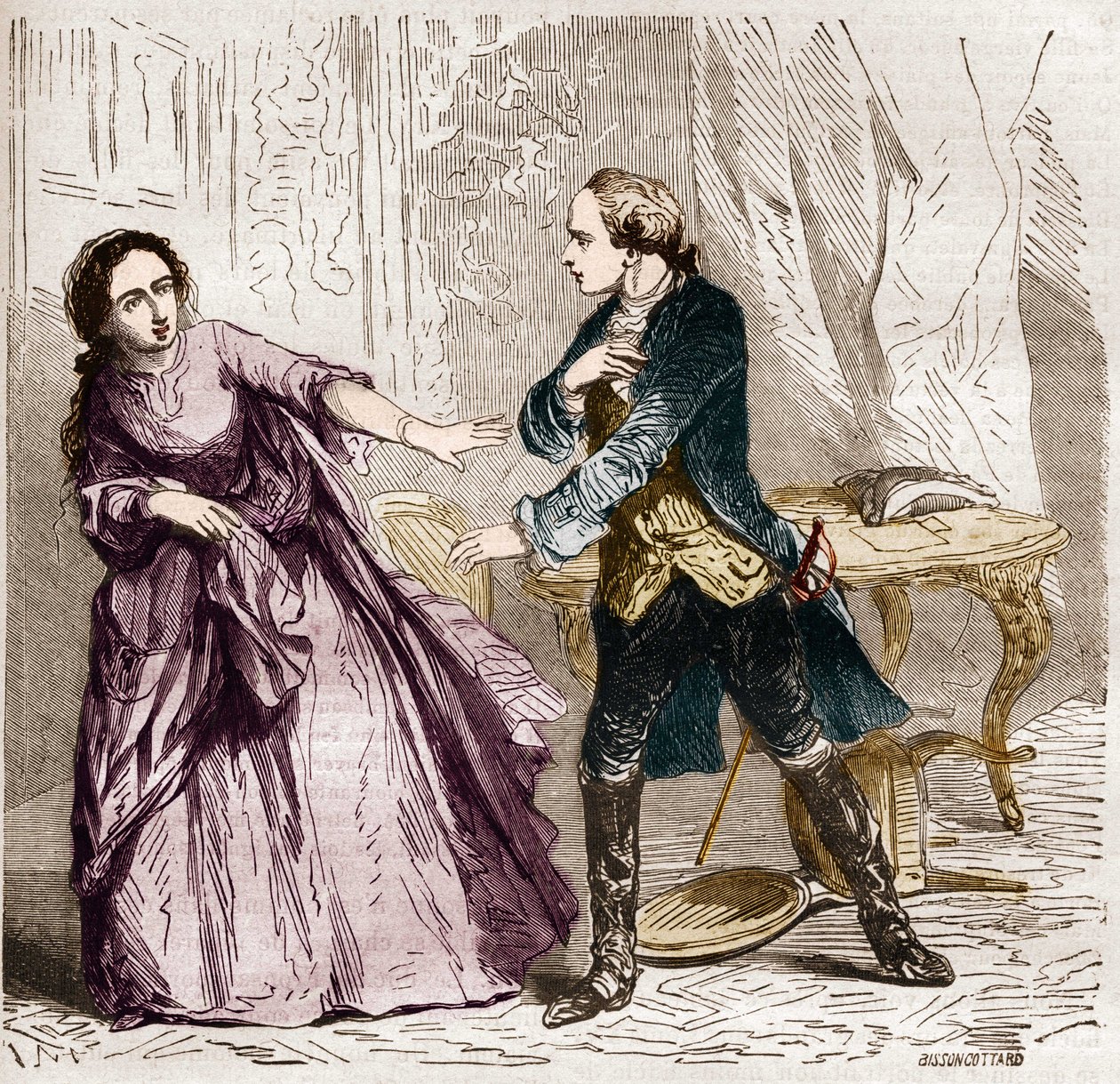 Luigi XV Re di Francia (1710-1774) con la Contessa (Madame) di Ventimiglia (1712-1741) sua amante. In “La storia della prostituzione e della depravazione tra tutti i popoli del mondo dall