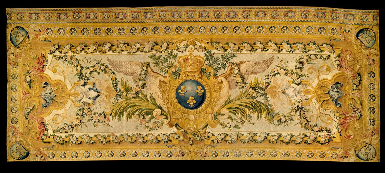 Arredamento di Luigi XV: tappeto della tribuna della cappella reale di Versailles. Realizzato dalla manifattura di Chaillot. 1759 Versailles, museo del castello. da French School