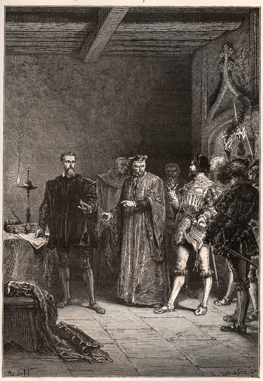 Louis de Berquin (1485-1529), cavaliere e umanista, riformatore religioso, liberato da Jean de la Barre da French School