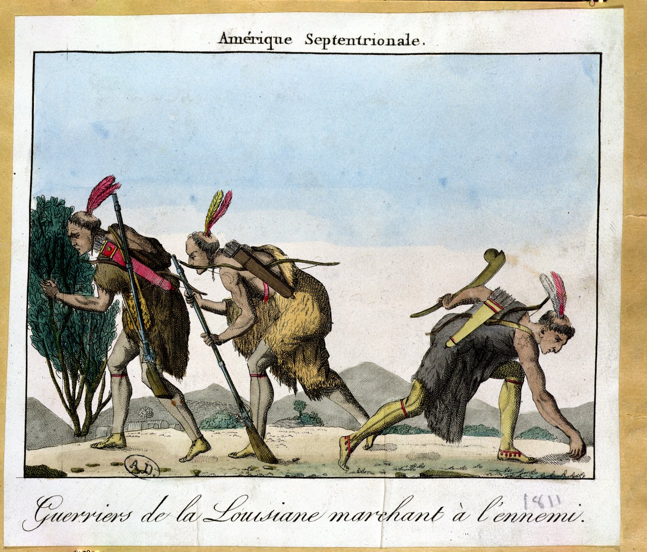Indiani della Louisiana che seguono il loro nemico, c.1811 da French School
