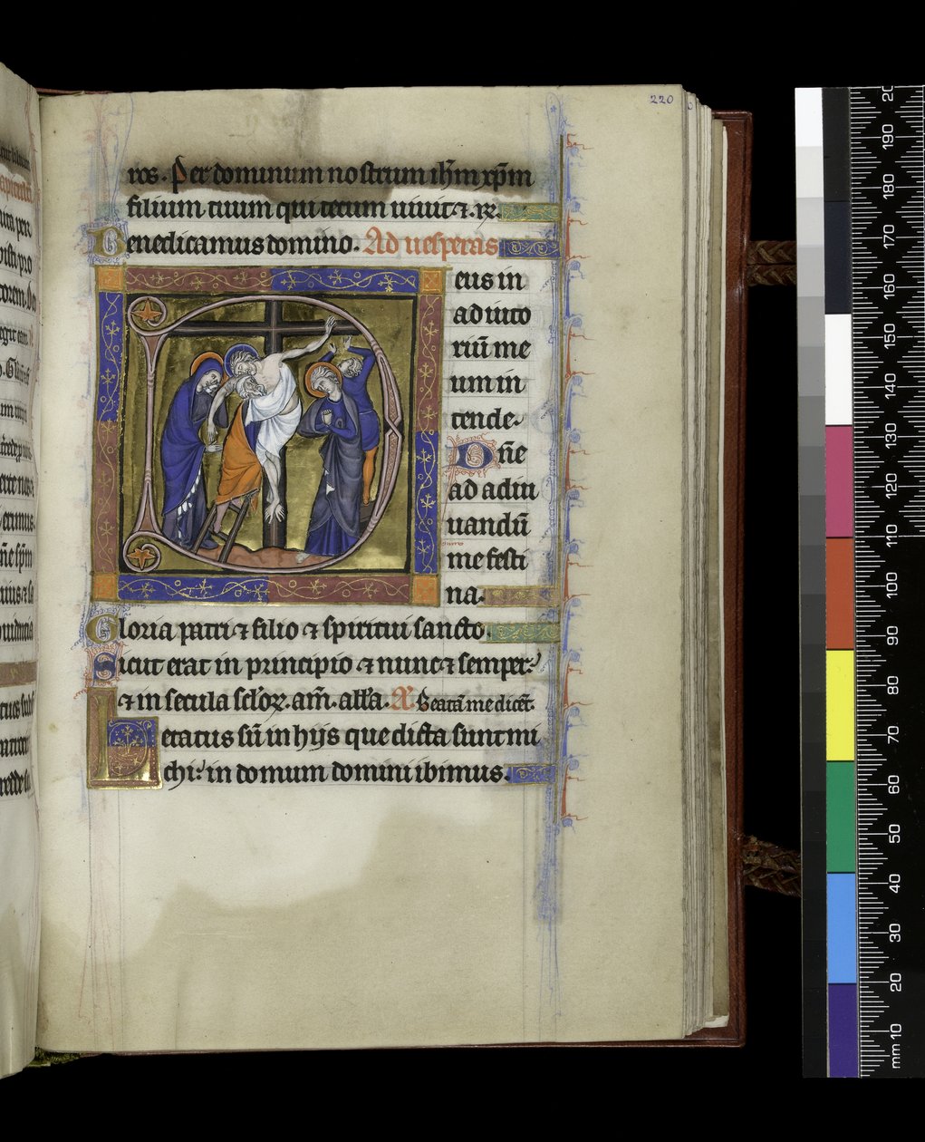 MS 300 f.220r, foglio dal Salterio e Ore di Isabella di Francia, Parigi, c.1265-70 da French School