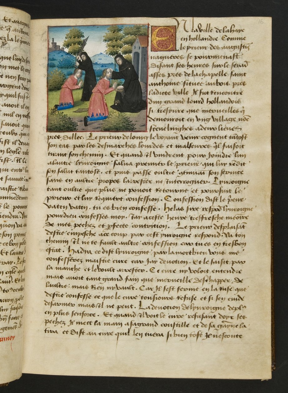 MS Hunter 252 016r Pagina da Cent Nouvelles Nouvelles, c.1461-62 da French School