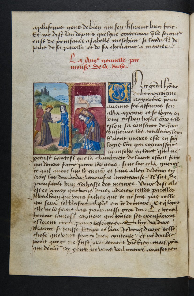Pagina da Cent Nouvelles Nouvelles, c.1461-62 da French School