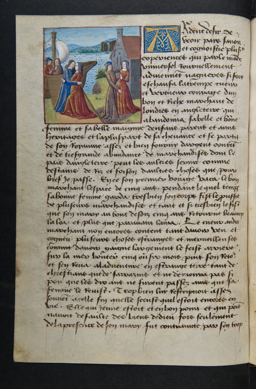 Pagina da Cent Nouvelles Nouvelles, c.1461-62 da French School