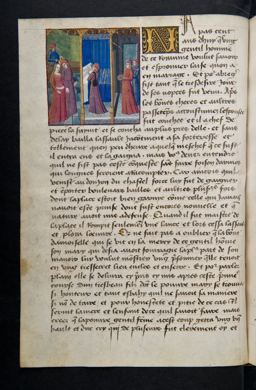 Pagina da Cent Nouvelles Nouvelles, c.1461-62 da French School