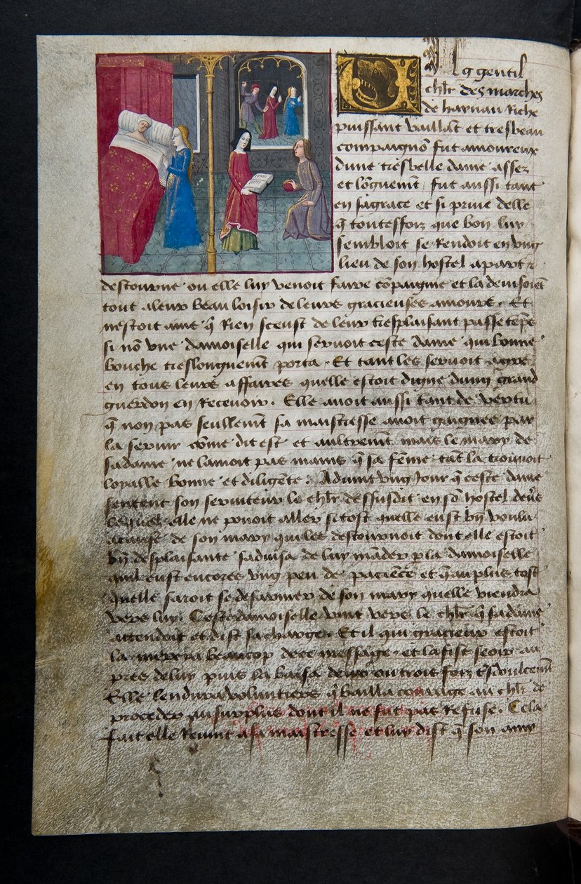 Pagina da Cent Nouvelles Nouvelles, c.1461-62 da French School