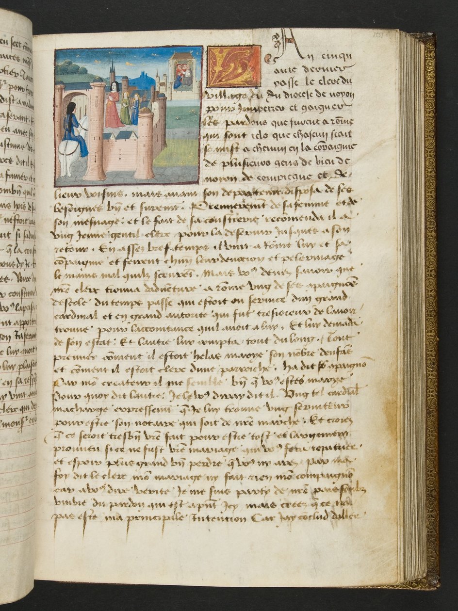Pagina da Cent Nouvelles Nouvelles, c.1461-62 da French School