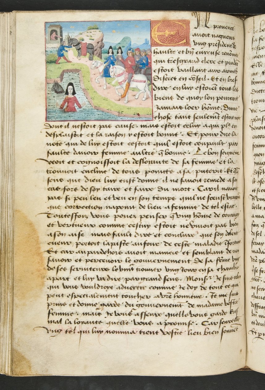 Pagina da Cent Nouvelles Nouvelles, c.1461-62 da French School