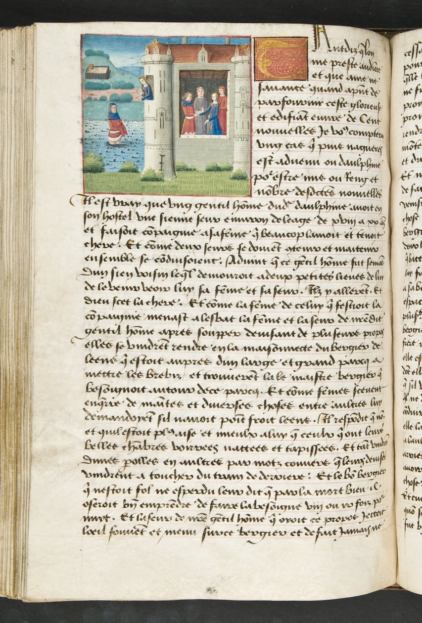 Pagina da Cent Nouvelles Nouvelles, c.1461-62 da French School