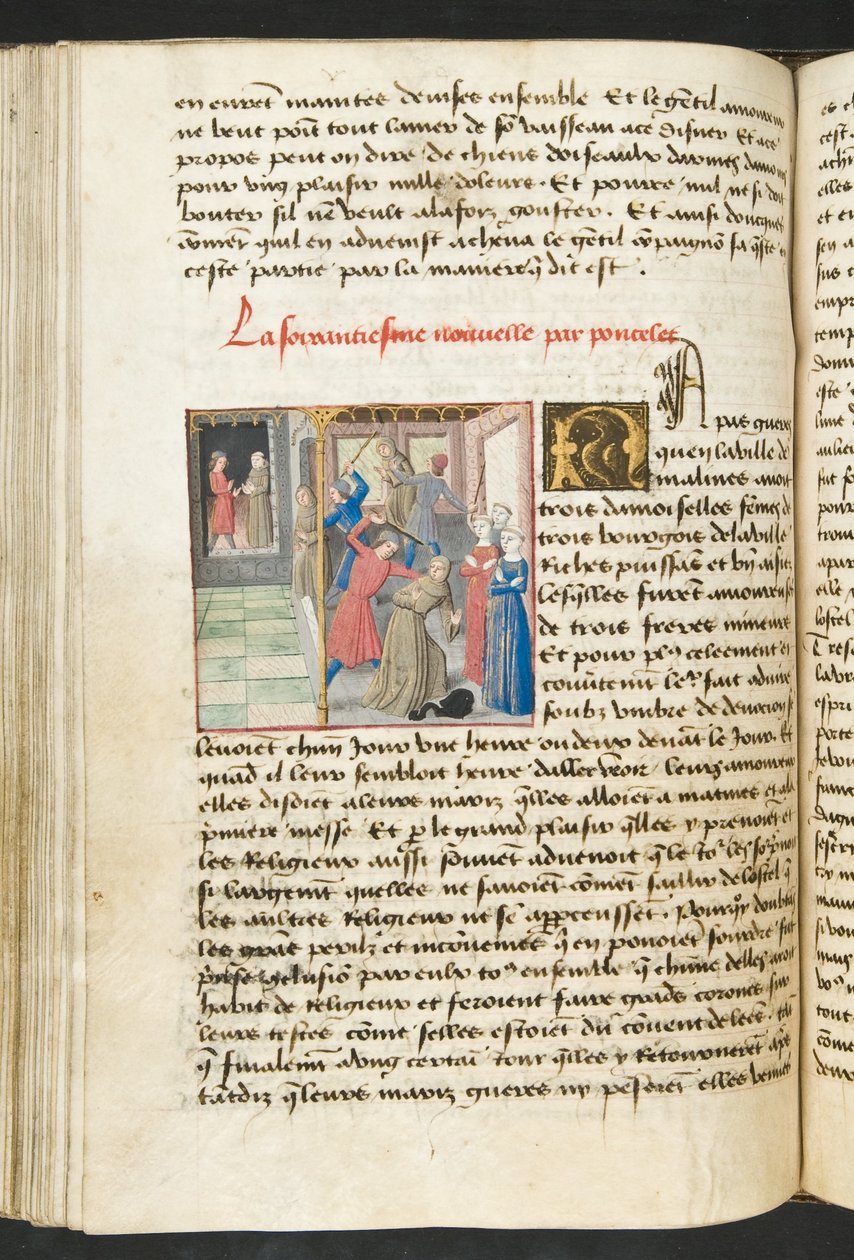 Pagina da Cent Nouvelles Nouvelles, c.1461-62 da French School
