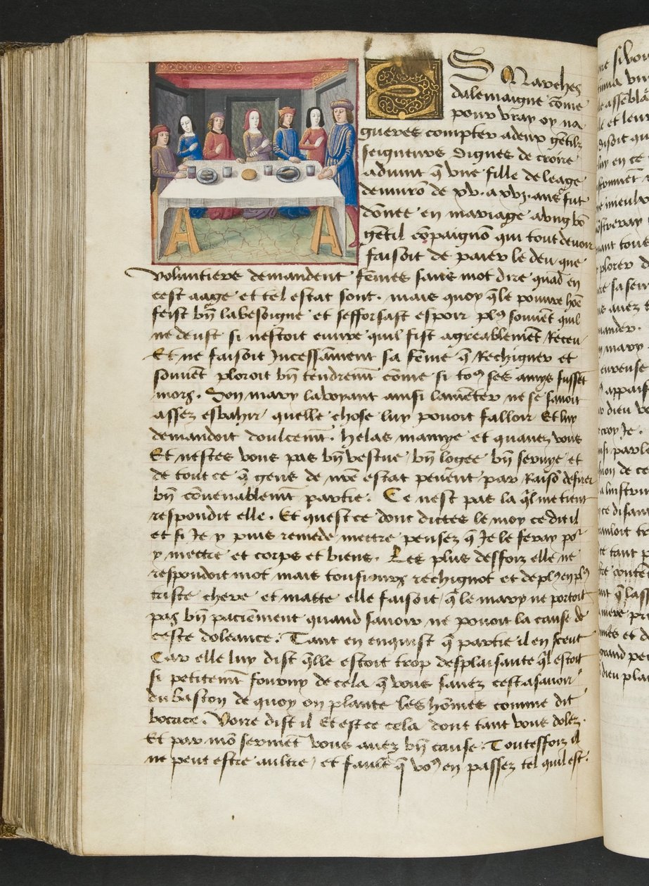 Pagina da Cent Nouvelles Nouvelles, c.1461-62 da French School