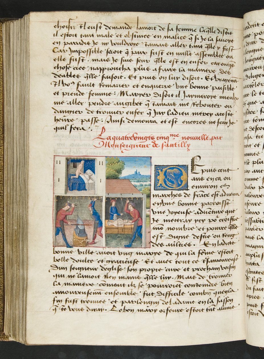 Pagina da Cent Nouvelles Nouvelles, c.1461-62 da French School