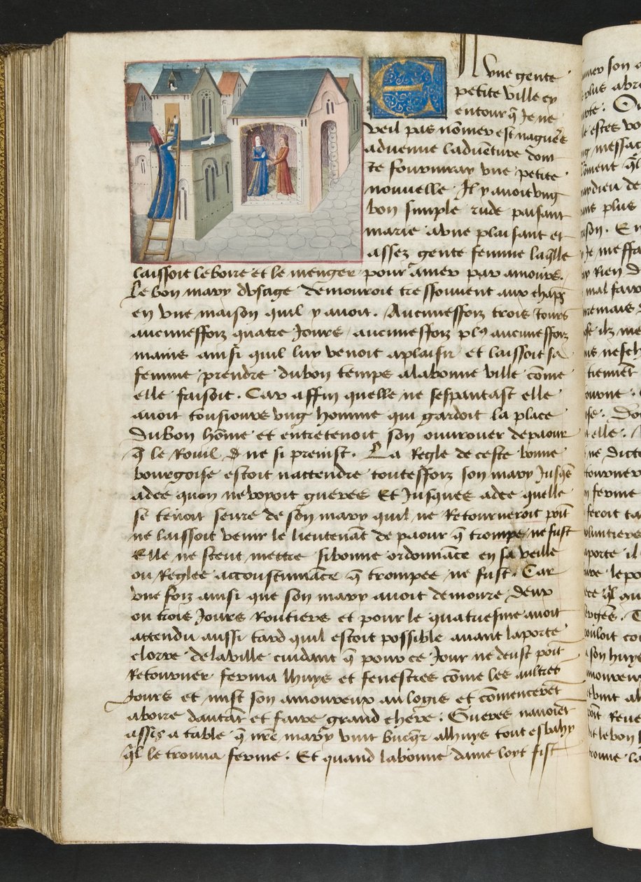 Pagina da Cent Nouvelles Nouvelles, c.1461-62 da French School