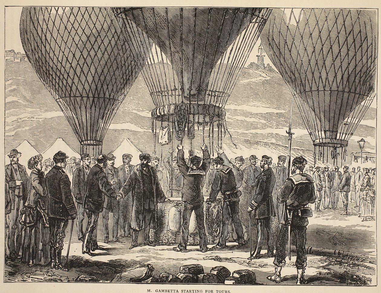 M. Gambetta parte per Tours, illustrazione da Cassells History of the War between France and Germany, 1870-1871 da French School
