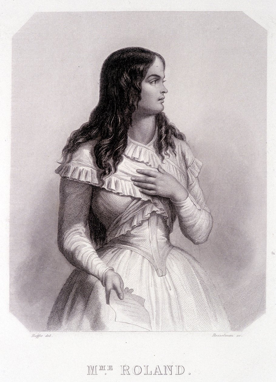 Madame Roland (o Roland de la Platière, Jeanne Marie o Monon Philipon), politica francese - incisione da French School