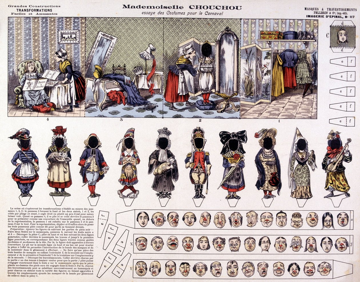Mademoiselle Chouchou - Prova costumi per carnevale: trasformazioni. XIX secolo da French School