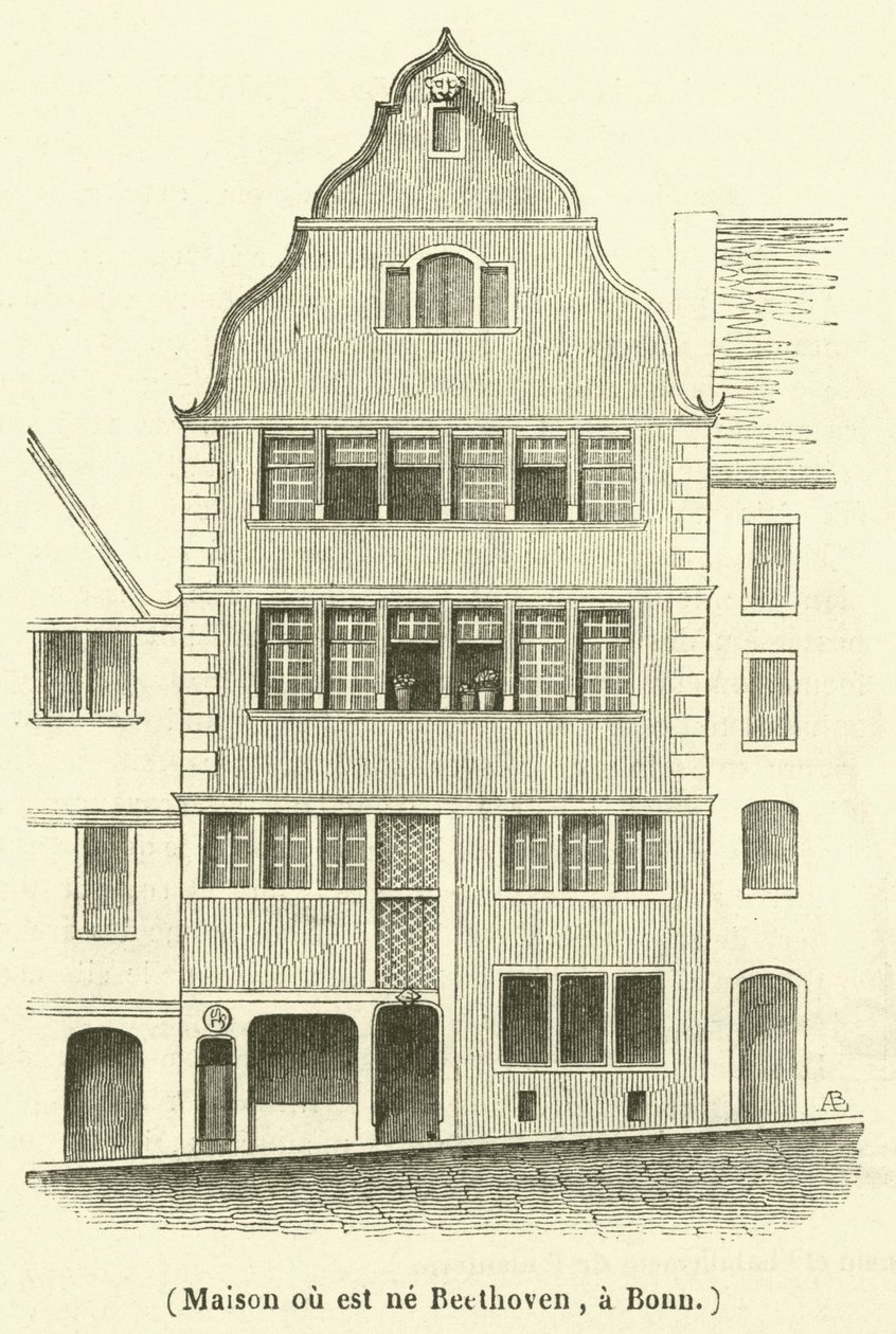 Maison ou est ne Beethoven, a Bonn (incisione) da French School