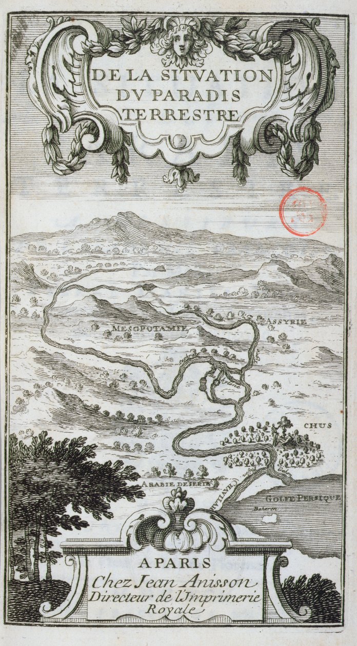 Mappa da De La Situation du Paradis Terrestre, 1691 da French School
