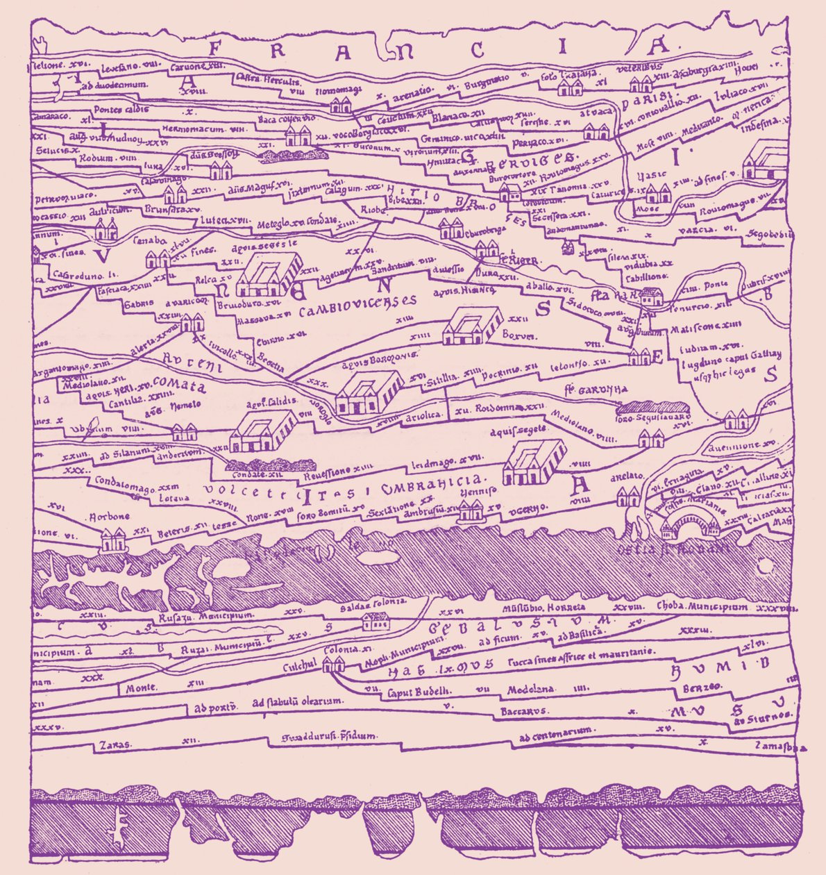 Mappa della Gallia - frammento da French School