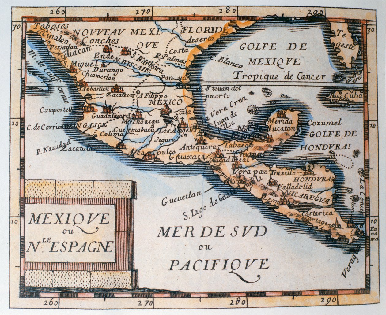 Mappa del Messico o Nuova Spagna, 1625 da French School