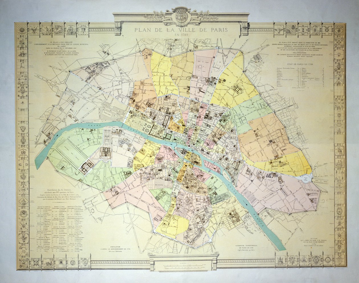 Mappa di Parigi nel 1789 da French School