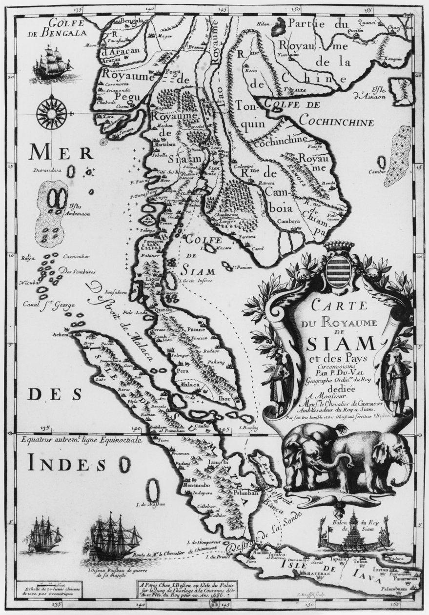 Mappa del Regno del Siam, Parigi, 1686 da French School