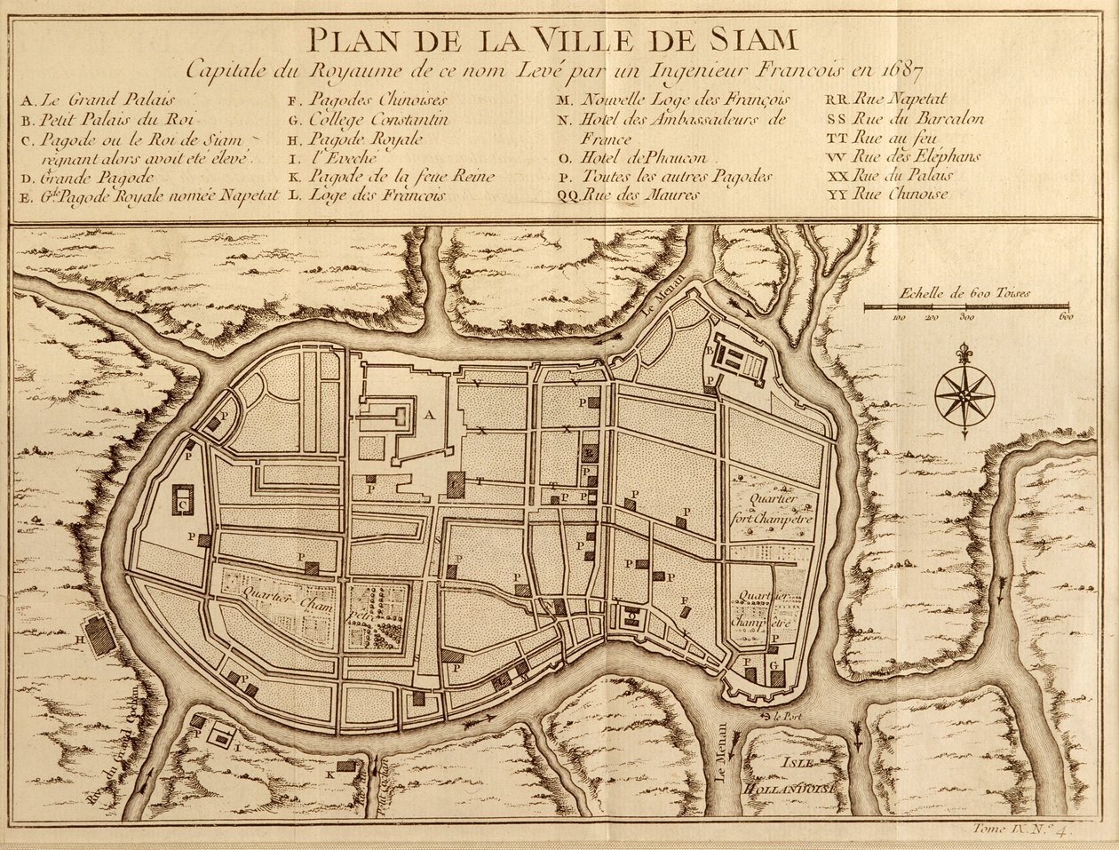 Mappa della città di Siam, capitale del regno omonimo, dopo un