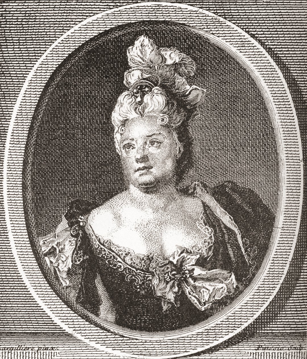 Marianne Duclos de Chateauneuf, 1664 - 1747. Comica francese. Da Les Heures Libres pubblicato nel 1908. da French School