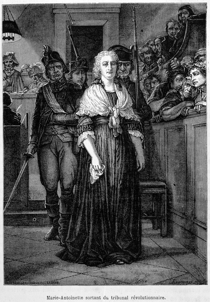 Maria Antonietta lascia il tribunale rivoluzionario - incisione - in "L
