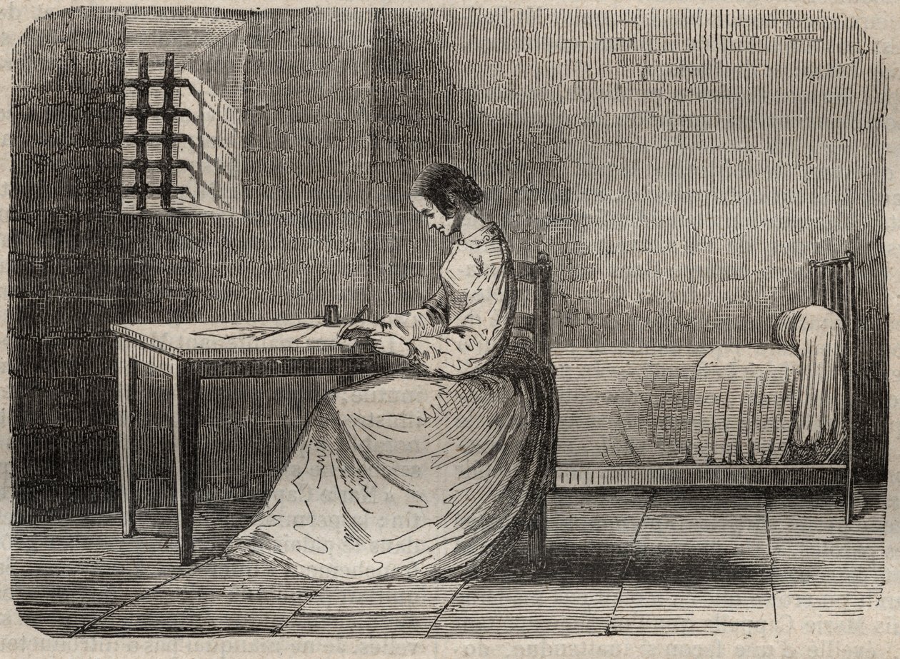 Marie Fortunée Capelle, Marie Lafarge (Madame) (1816-1852) criminale francese nella sua prigione - Incisione in 