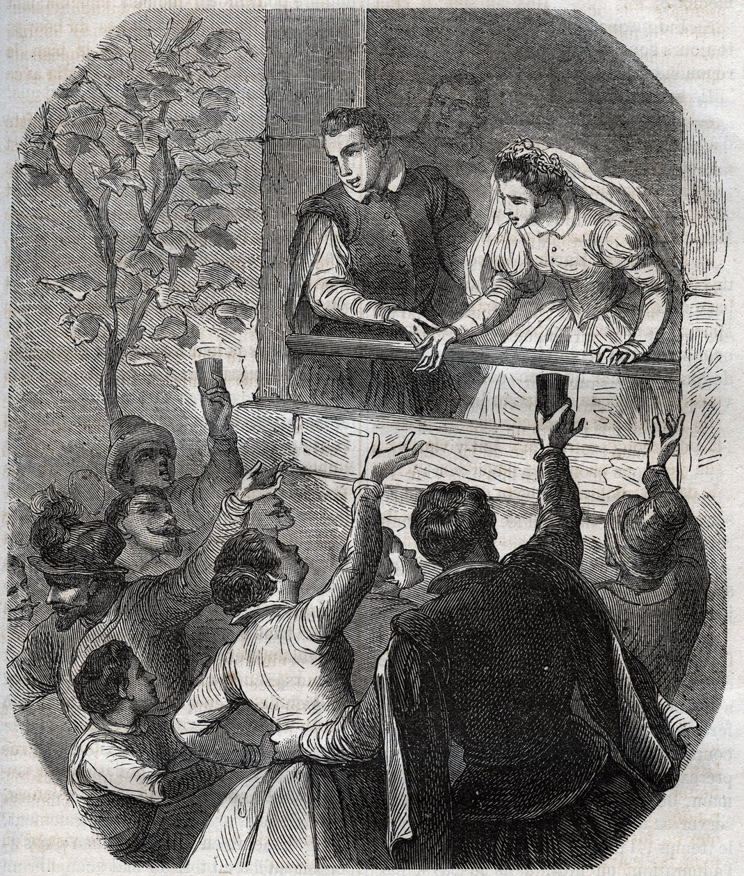 Matrimonio di Martin Guerre (circa 1524) e Bertrande de Rols ad Artigat (Ariège) il 15 maggio 1539. Incisione del 1871 in "Histoire Des Cocus Célèbres" di Henry de Kock (1819-1892). da French School