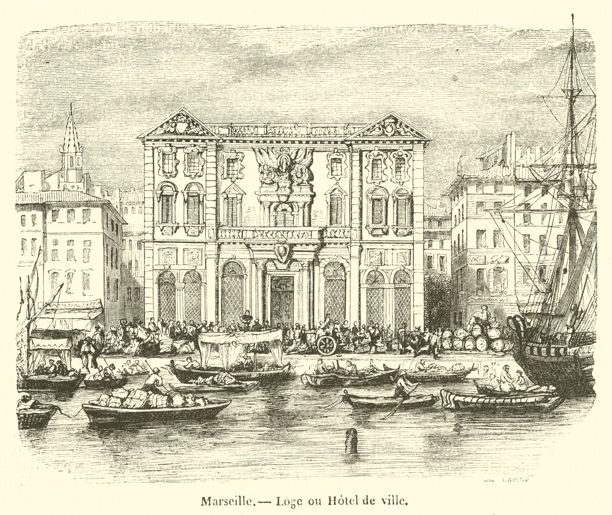 Marsiglia, Municipio (incisione) da French School