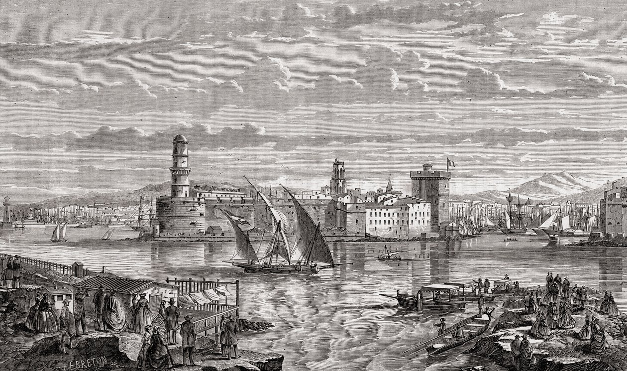 Marsiglia durante il XVIII secolo, inciso da Pibaraud dopo Le Breton, da 