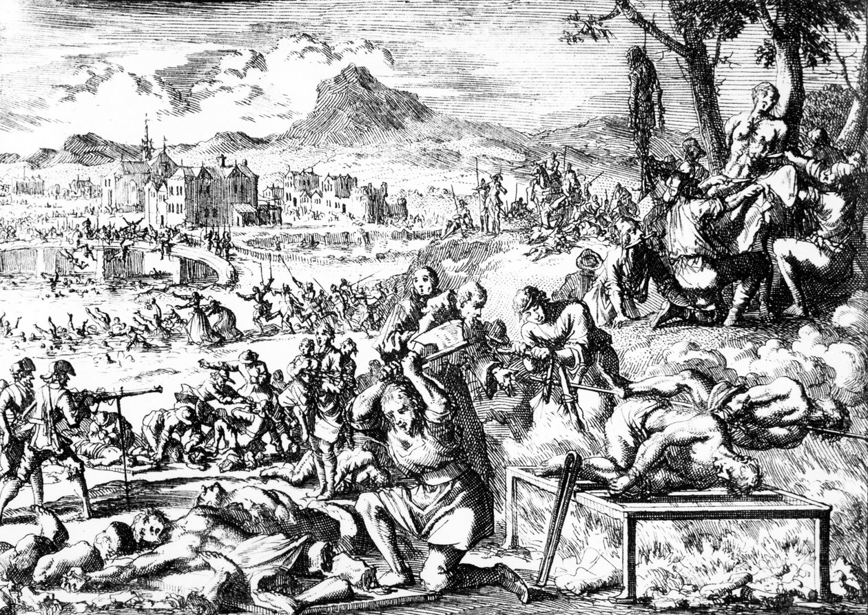 Massacro in Irlanda nel 1644, c.1685 da French School