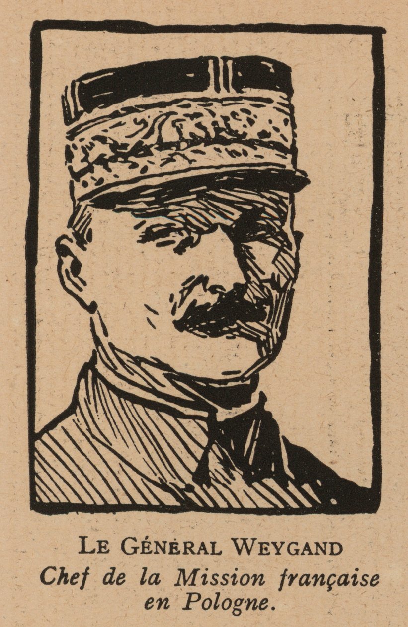 Maxime Weygand, generale francese e membro della Missione Interalleata inviata a sostegno della Seconda Repubblica Polacca durante la guerra polacco-sovietica del 1920 (litografia) da French School