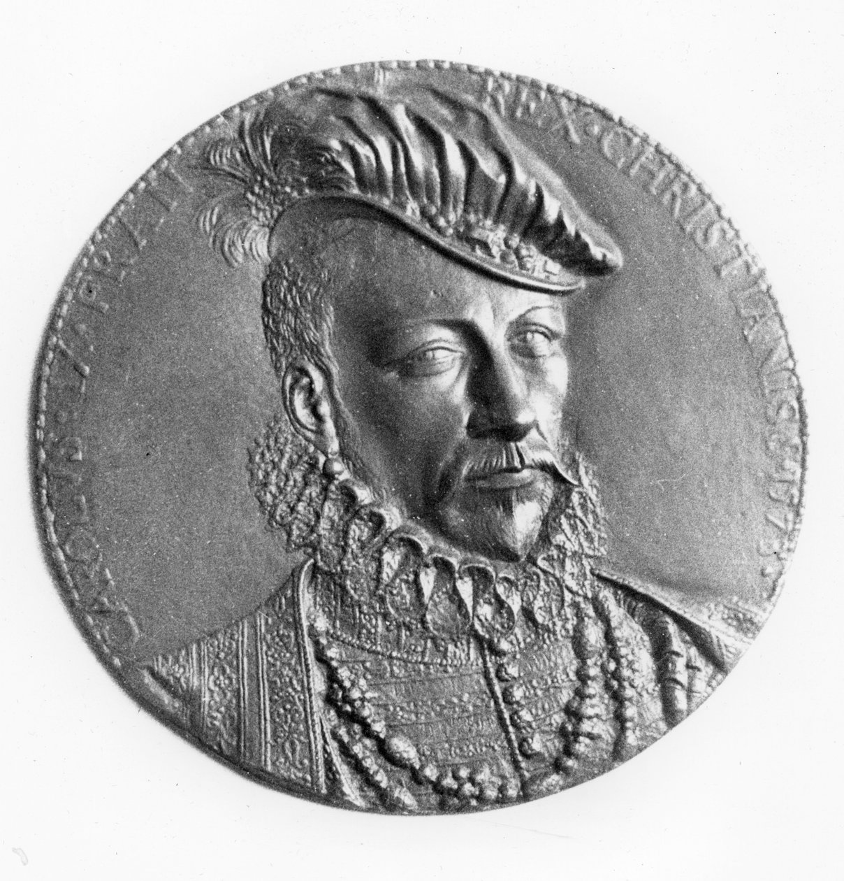 Medaglione di Carlo IX, Re di Francia (bronzo) da French School