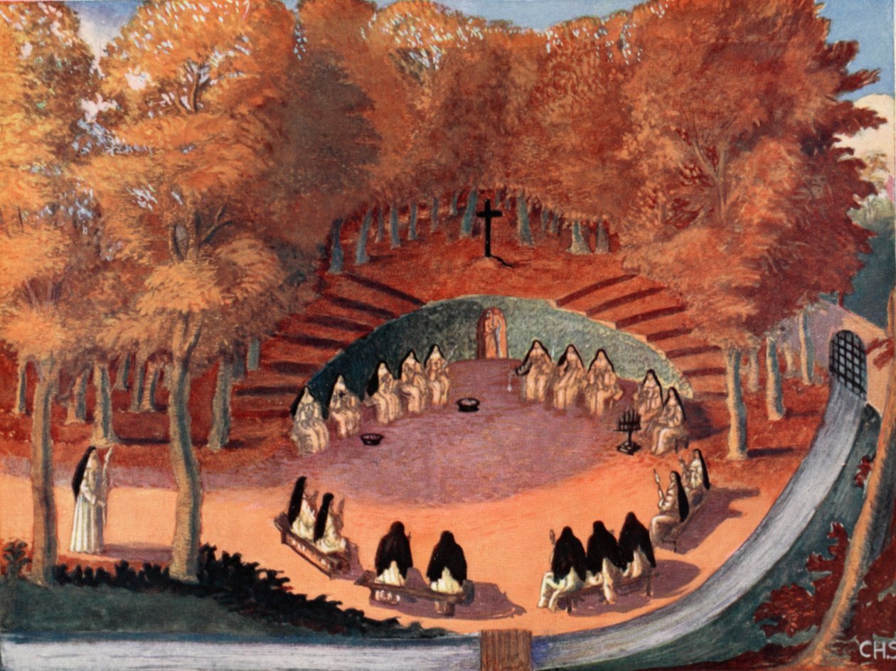 Meditazione dei Solitari di Port-Royal, copia di M. Charles Sanlaville, illustrazione da Histoire de la Nation Francaise, di Gabriel Hanotaux, 1924 da French School