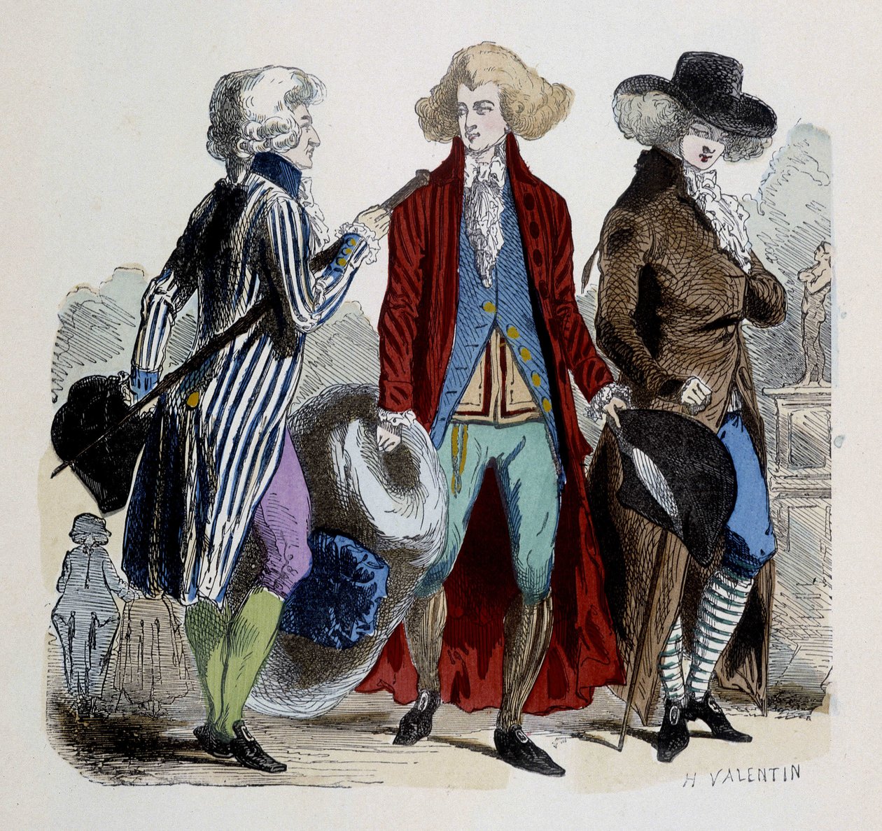 Moda maschile a Parigi nel 1787. da French School