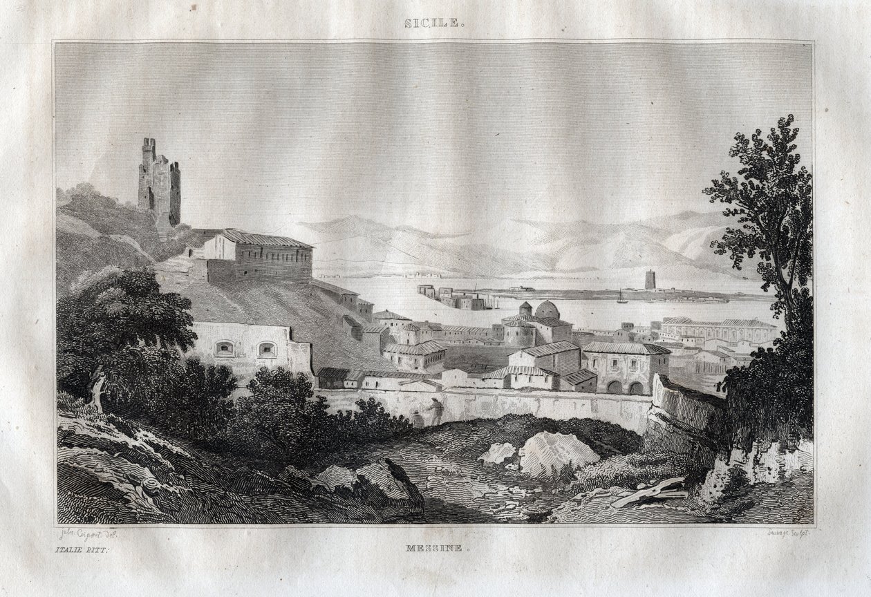 Messina - Sicilia - incisione da 