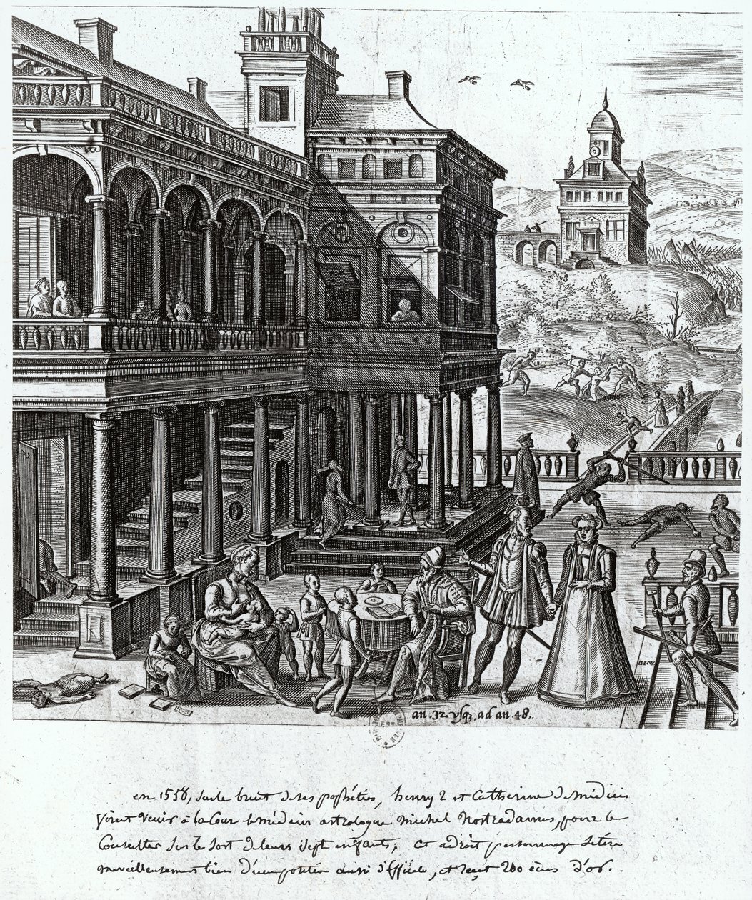 Michel de Nostradame (1503-66) consultato sul destino dei sette figli di Caterina de