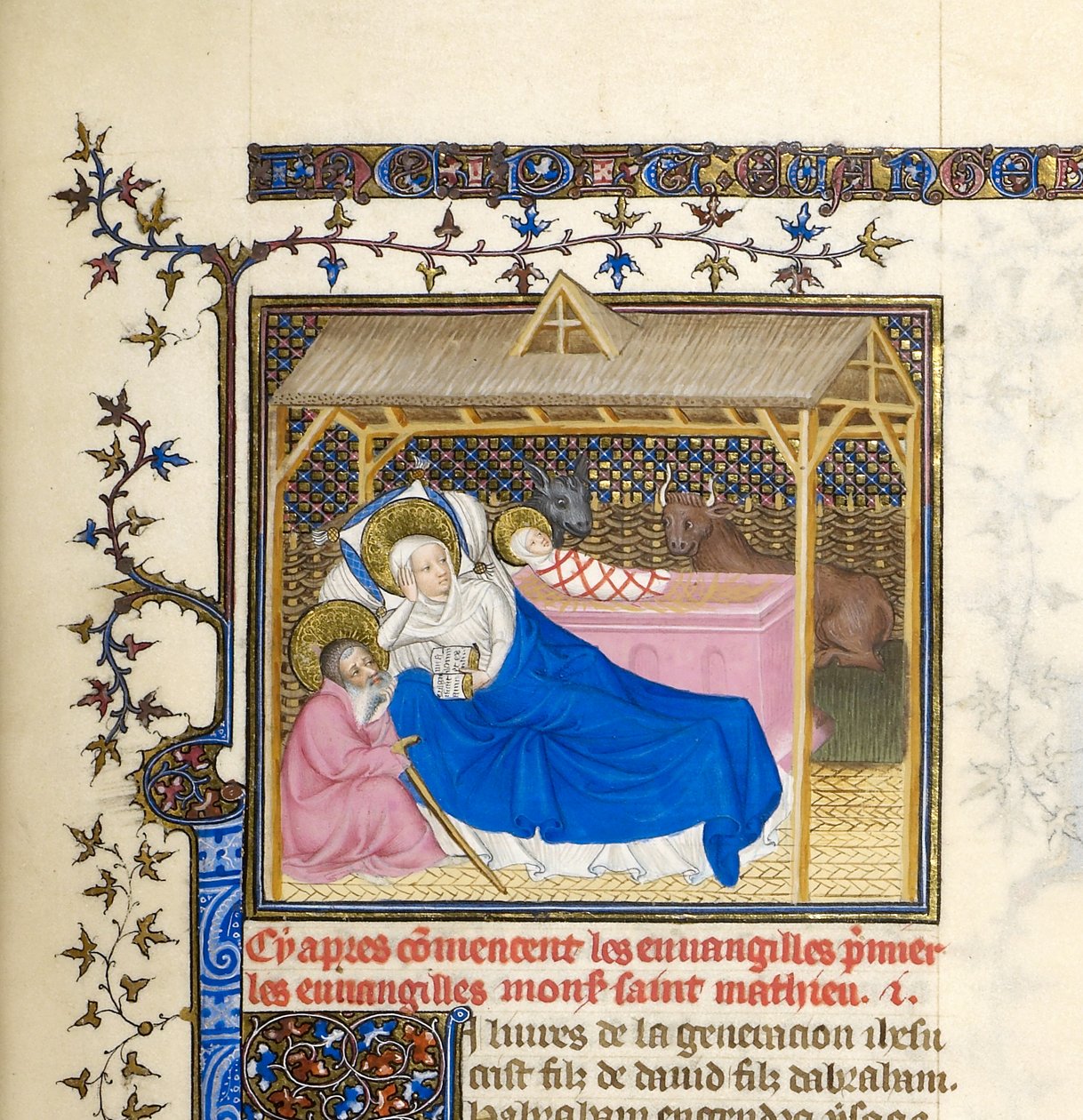 Miniatura con Natività di Cristo, 1403-1404 circa (particolare di BL6425489) da French School