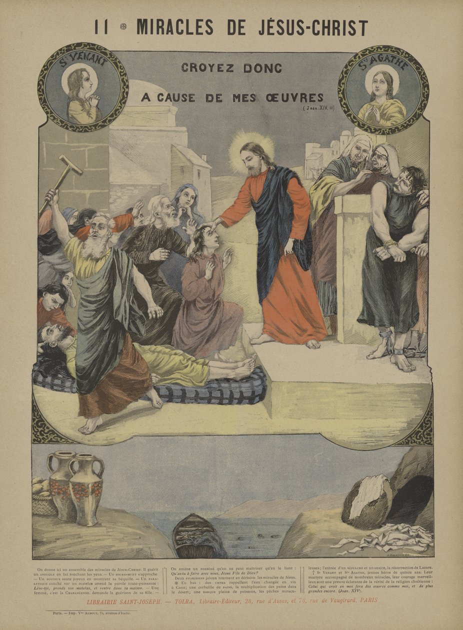 Miracoli di Gesù Cristo (litografia a colori) da French School