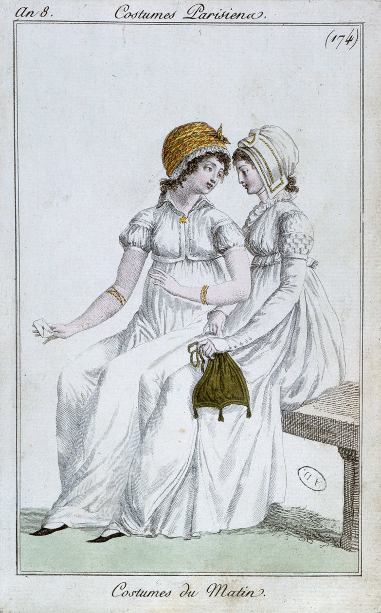 Abito da mattina, tavola di moda da Costumes Parisiens, 1800 da French School