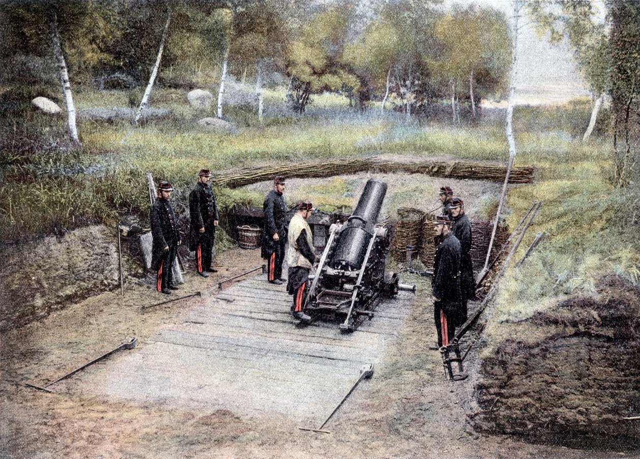 Scuola di mortai da 220 - in "Album militare - Artiglieria a piedi" da French School