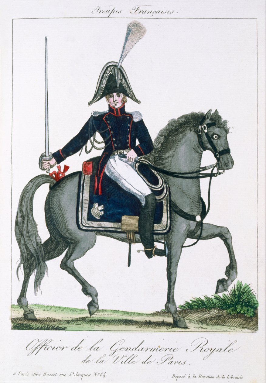 Ufficiale a cavallo della Gendarmeria Reale di Parigi, c.1790 da French School