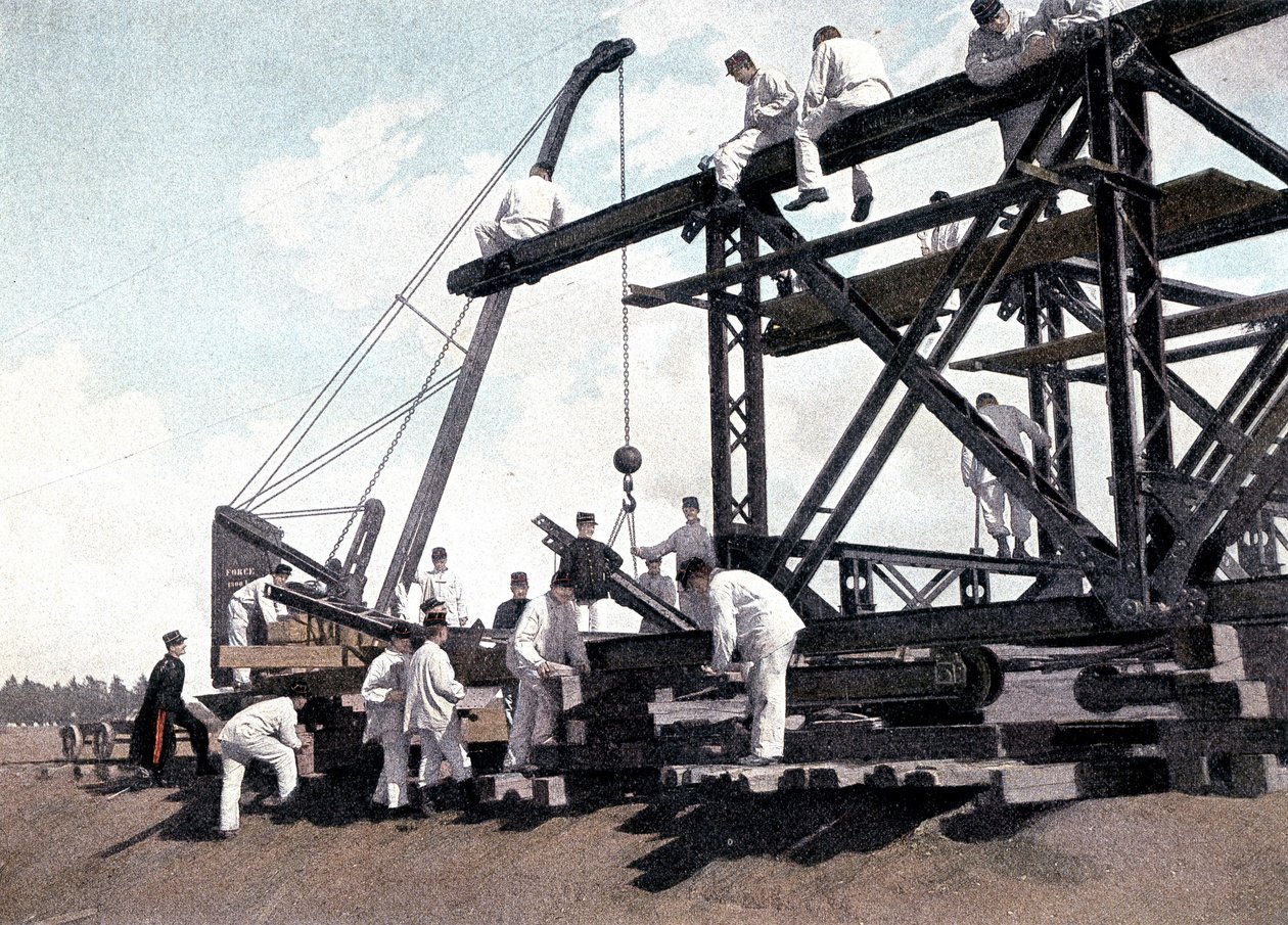 Montaggio di un ponte ferroviario - in "Album militaire" - Genie da French School